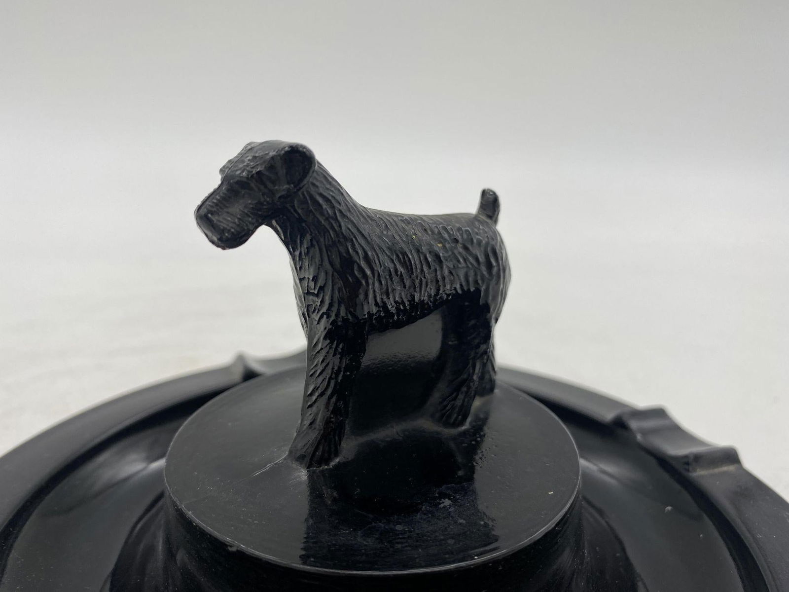 Greenburg Black Art Deco Black Glass Terrier Ashtray - 5