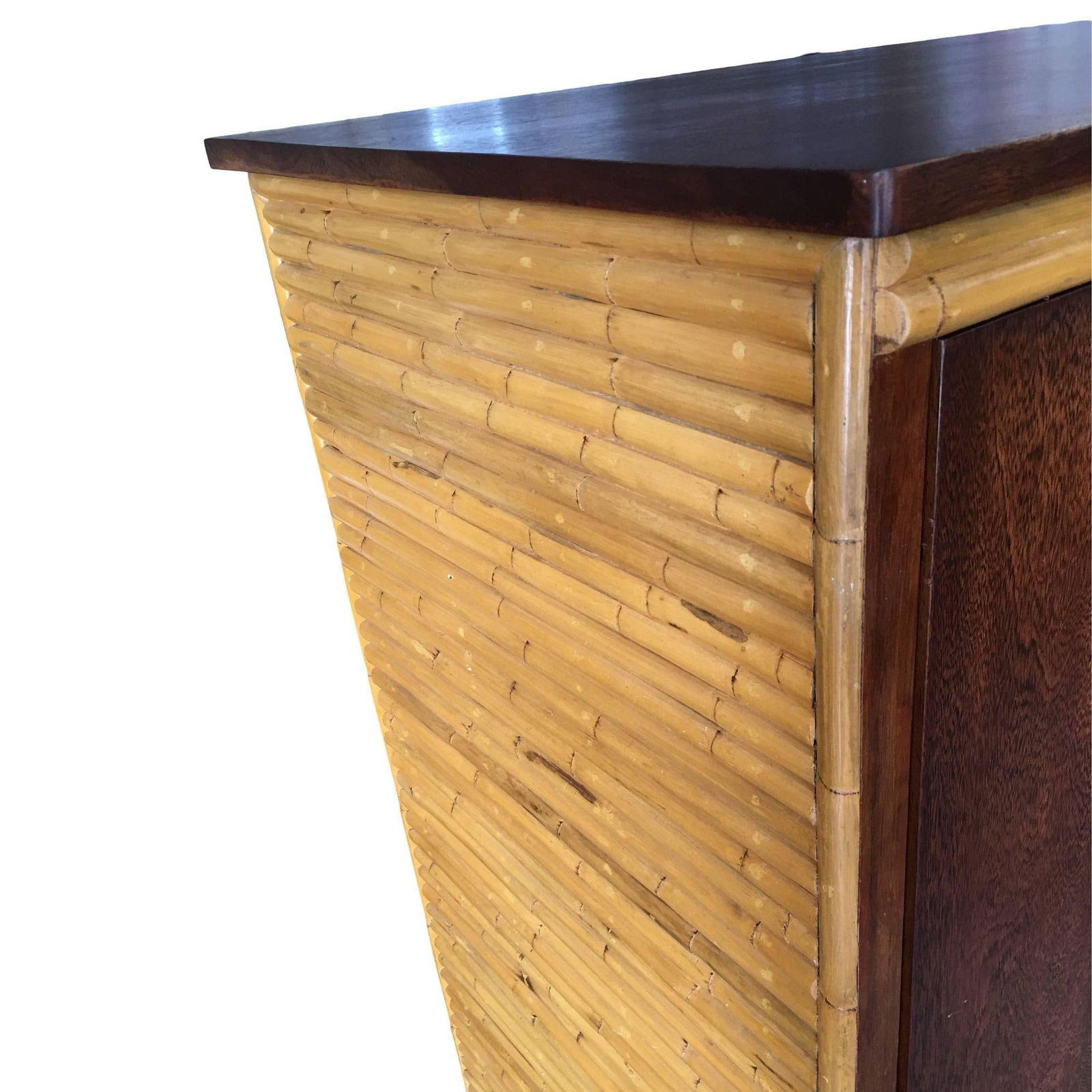 Rare Restored Bespoke Rattan & Mahogany Armoire - 14