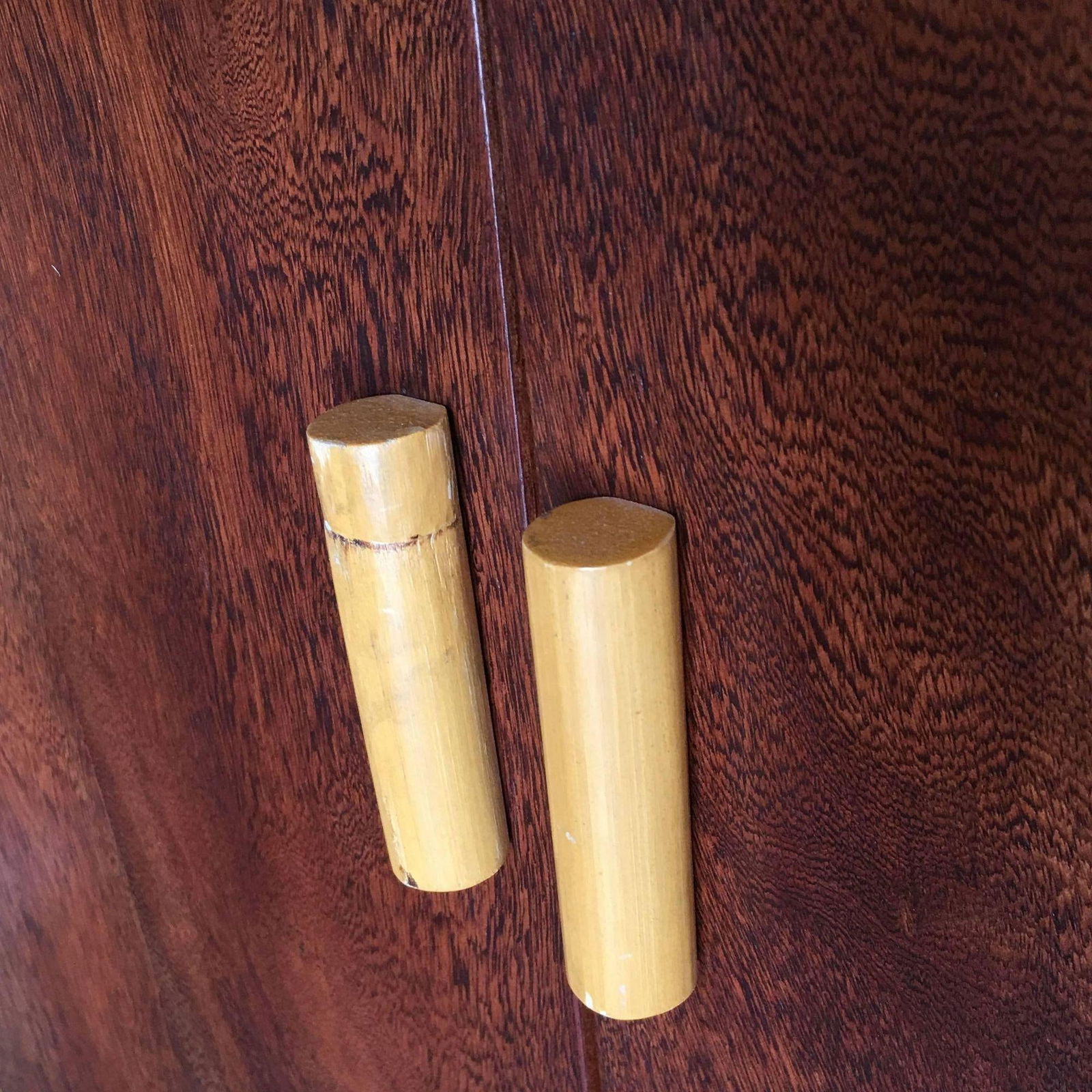 Rare Restored Bespoke Rattan & Mahogany Armoire - 3