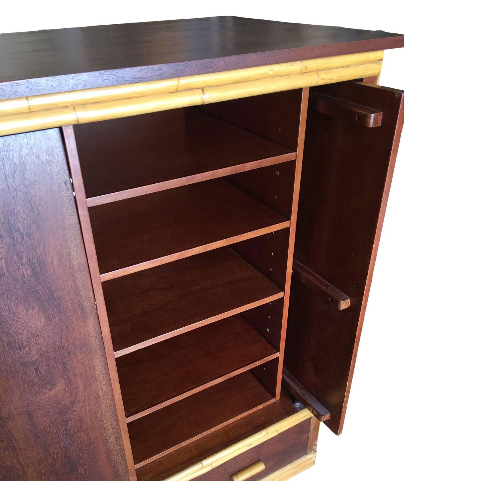 Rare Restored Bespoke Rattan & Mahogany Armoire - 5