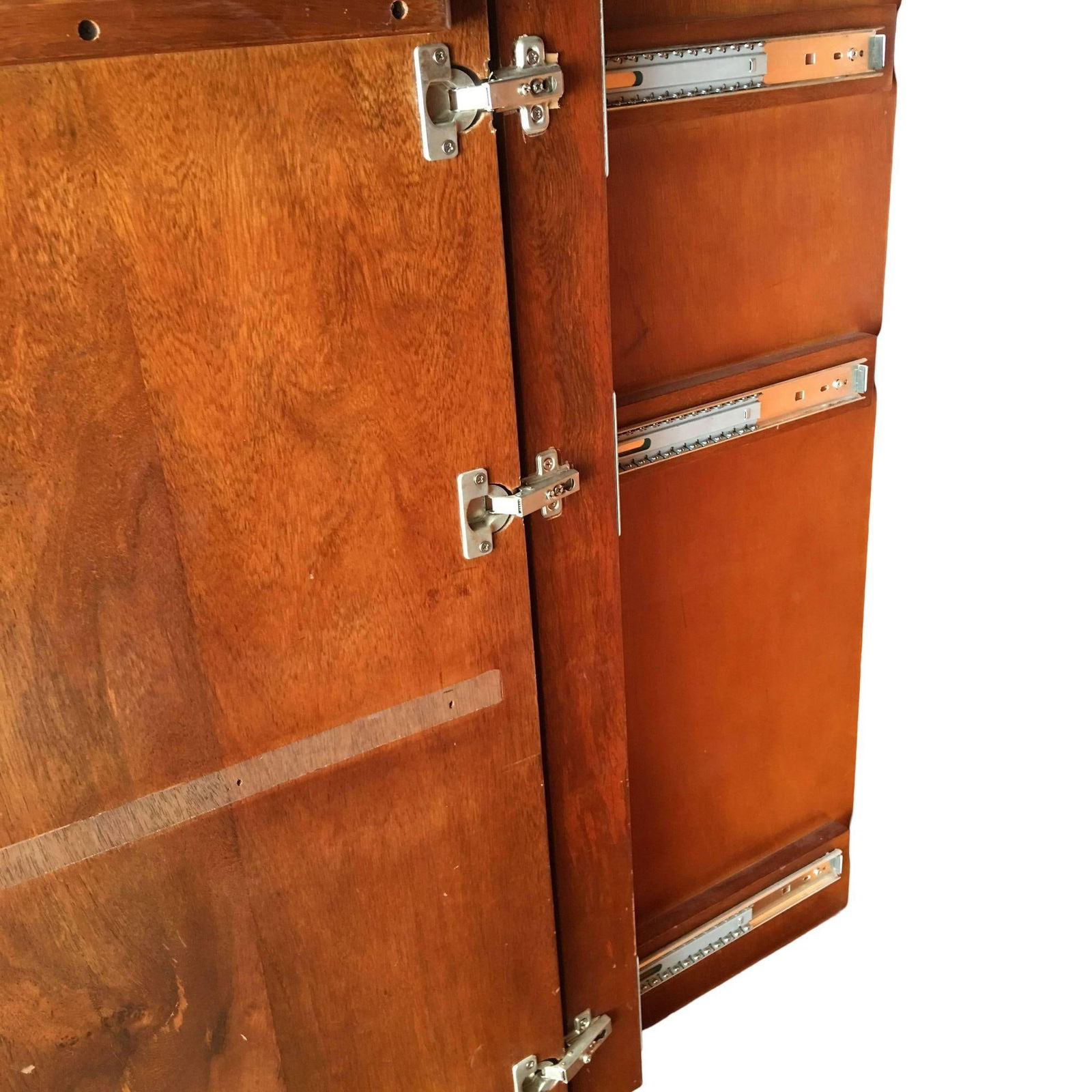 Rare Restored Bespoke Rattan & Mahogany Armoire - 6