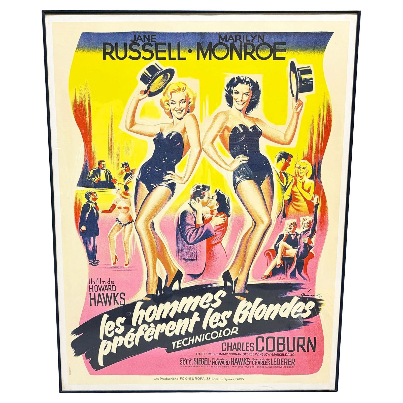 Reissue French 1953 "Gentlemen Prefer Blondes" Marilyn Monroe Framed Poster - 7