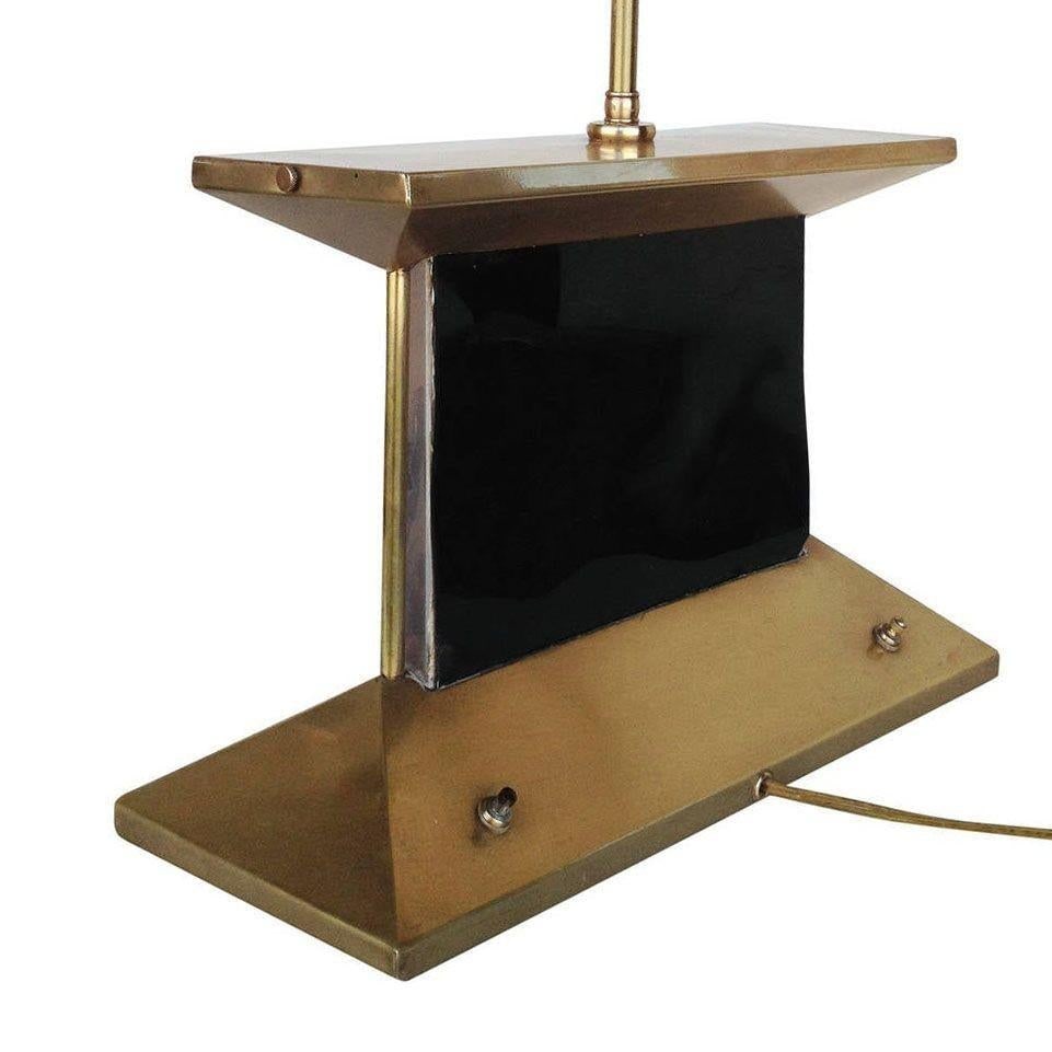 Mid-Century Brass Aquarium Light Up Lamp w/ Shade - 11