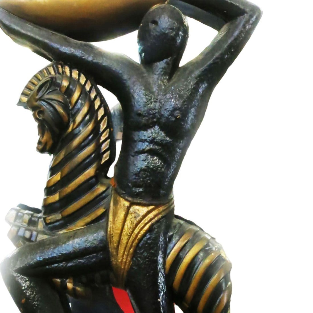 Very Large Midcentury Wall Mirror with Carved Tribal Sculptures in the Center - 14