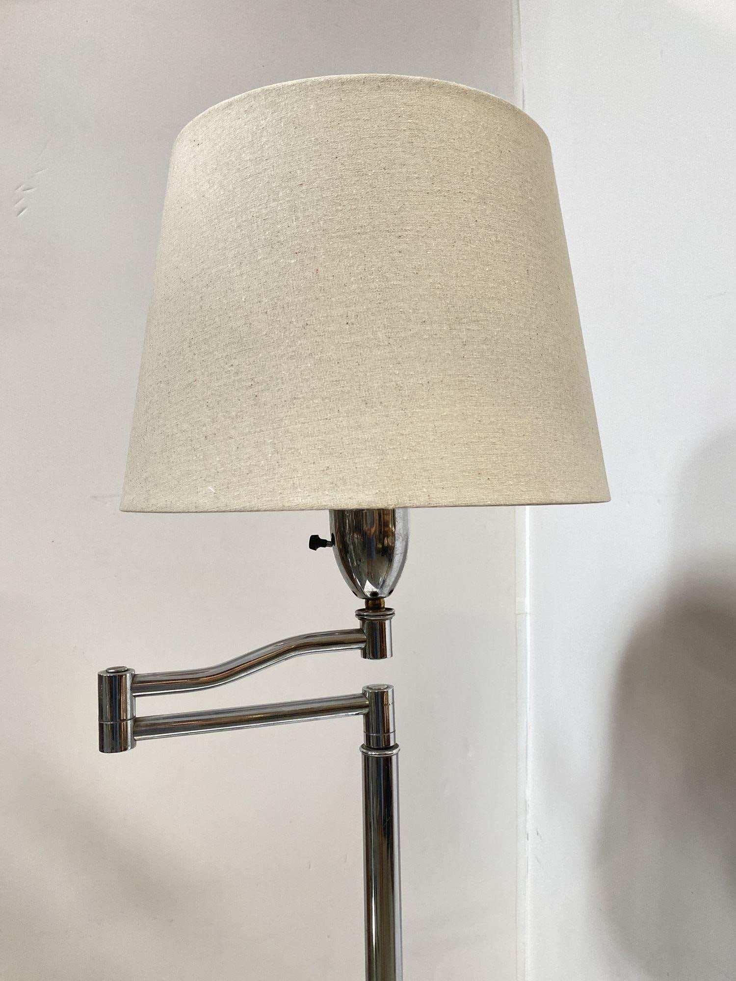Art Moderne Wood and Chrome Swing Arm Floor Lamp - 12