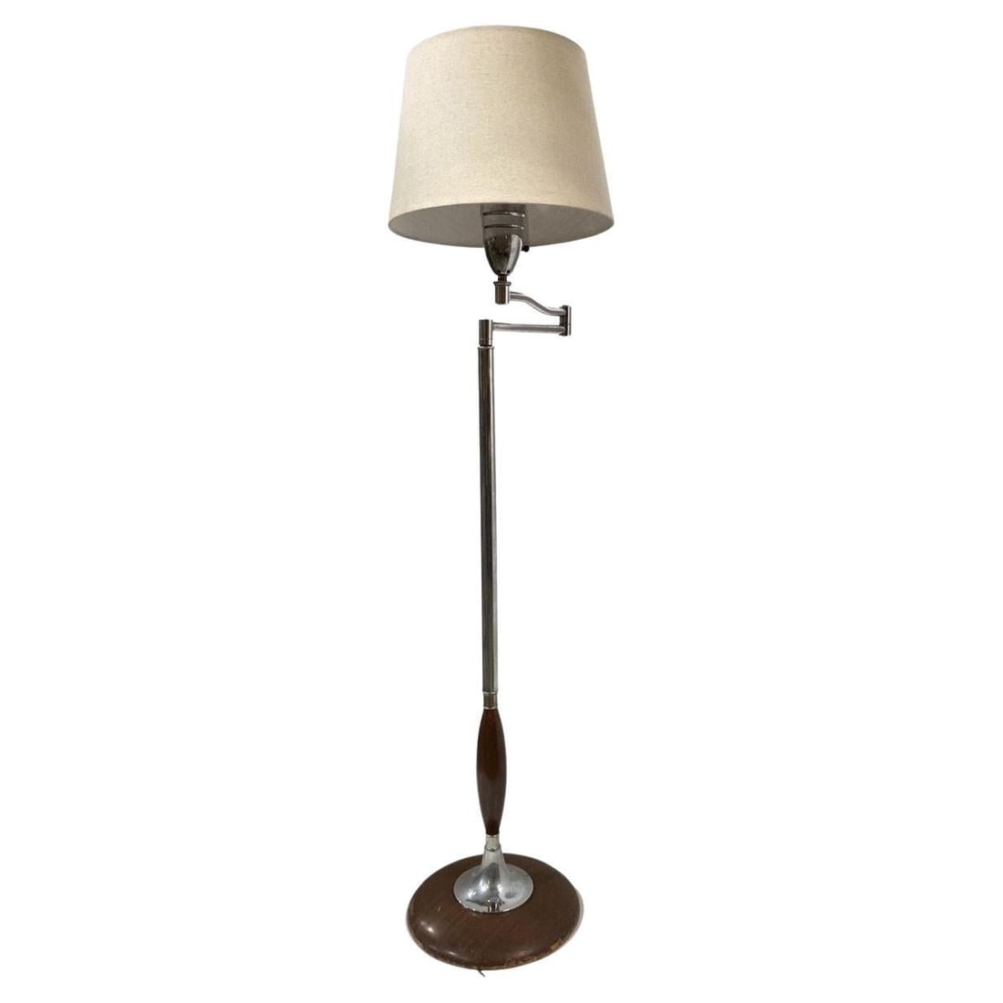 Art Moderne Wood and Chrome Swing Arm Floor Lamp (1 of 18)