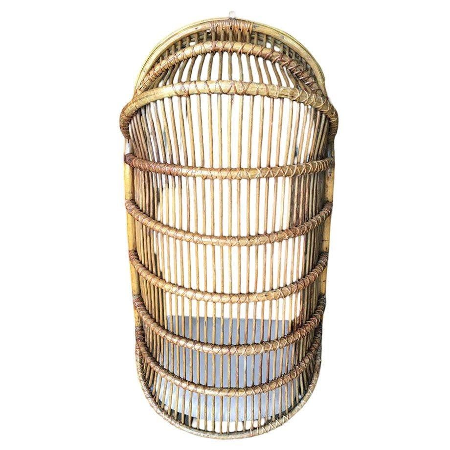 Restored Stick Reed Rattan Hanging Swing Lounge Chair - 16