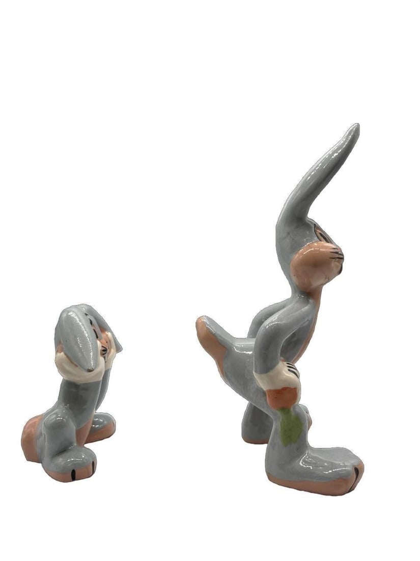 Vintage Looney Toons Bugs Bunny Porcelian Statue Pair Warner Bros by Evan Shaw - 3