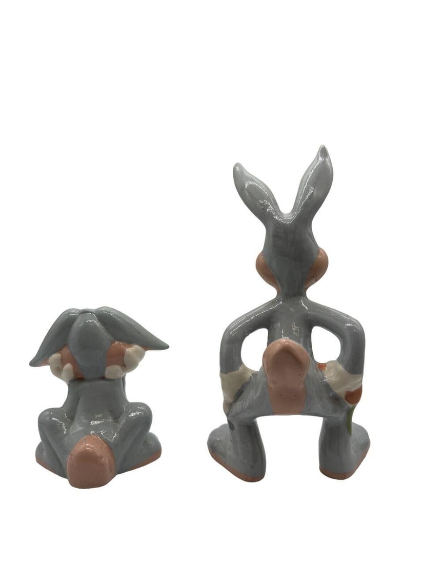 Vintage Looney Toons Bugs Bunny Porcelian Statue Pair Warner Bros by Evan Shaw - 4