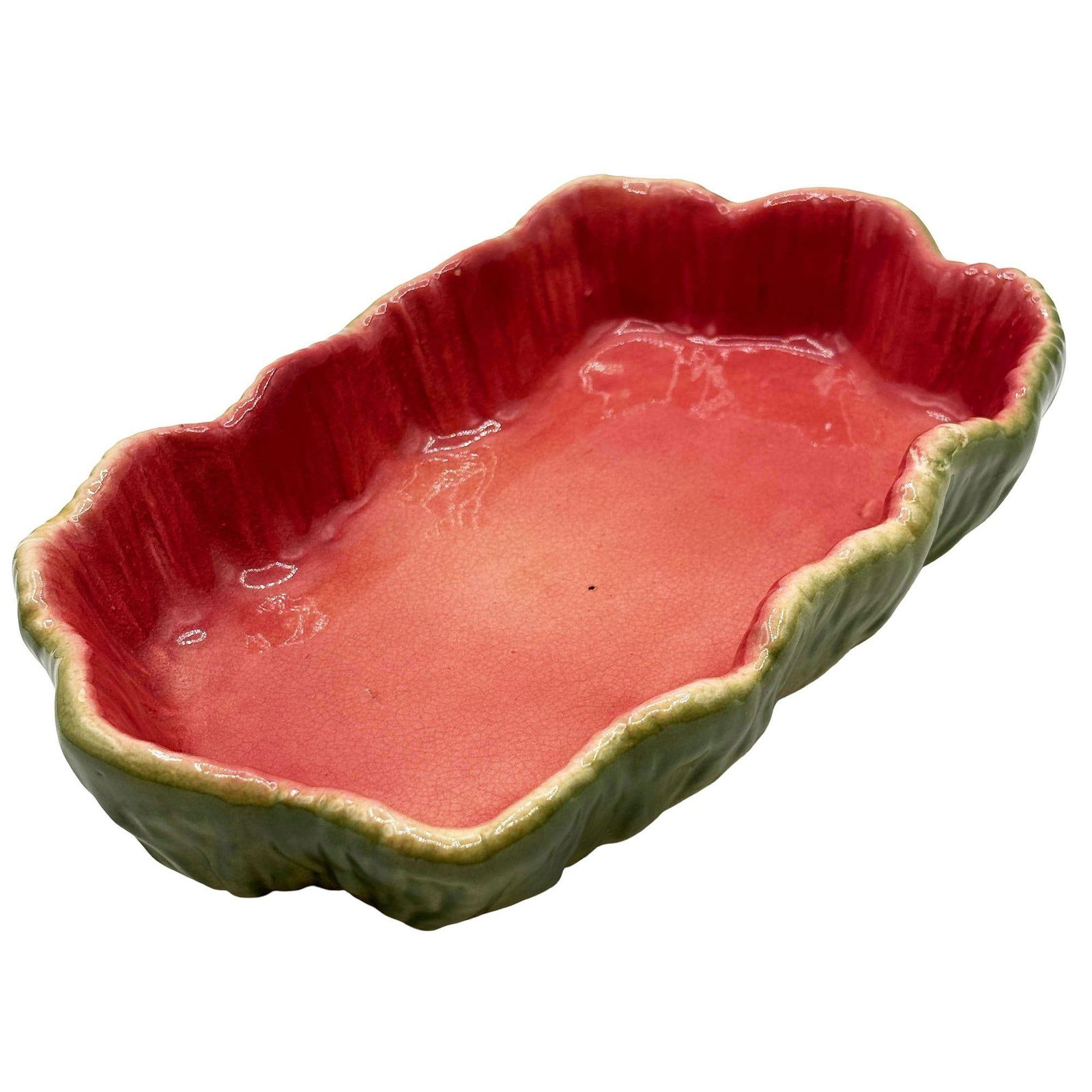 MCM California Pottery Ceramic Flamingo Figurine Set w/ Tropical Pond Tray - 17