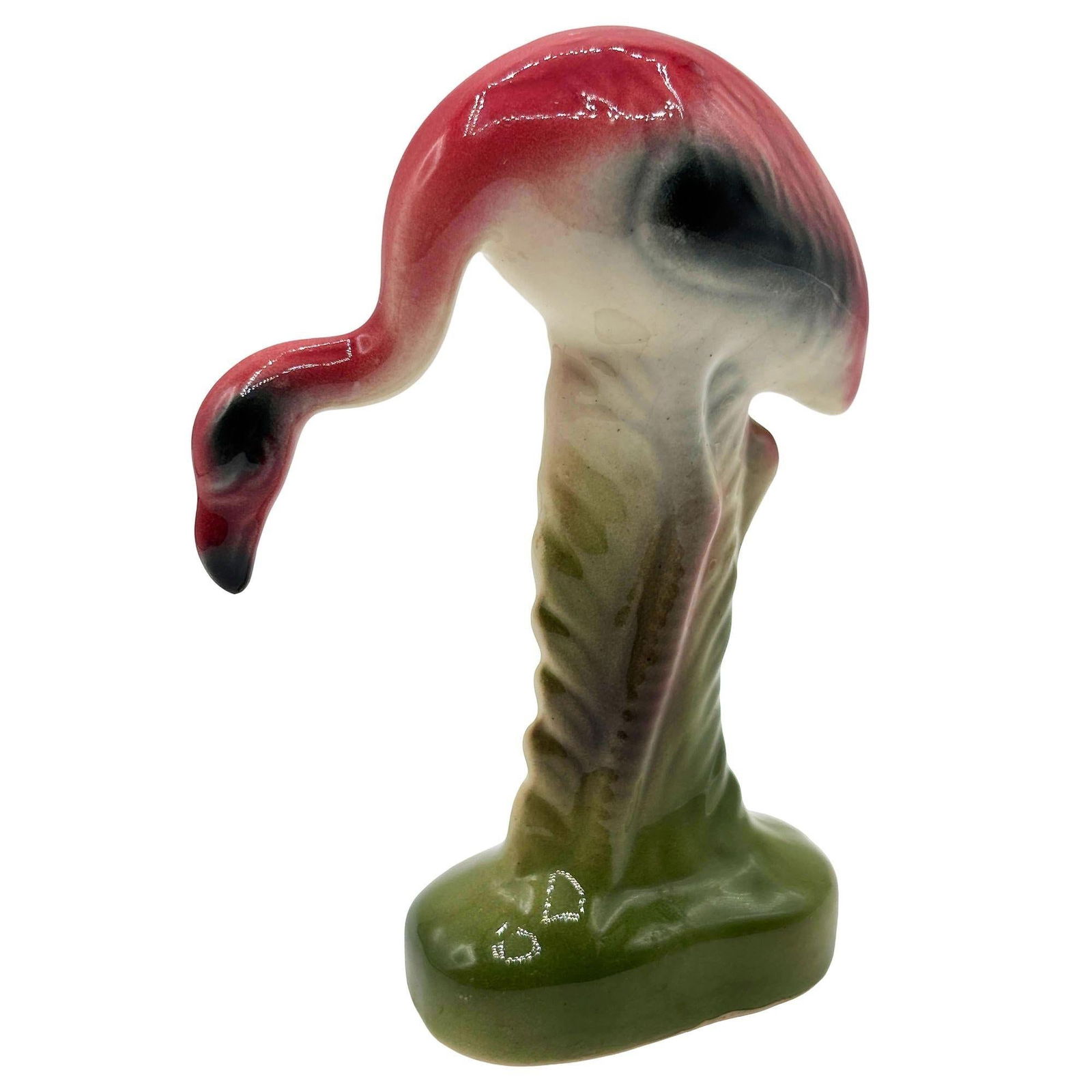 MCM California Pottery Ceramic Flamingo Figurine Set w/ Tropical Pond Tray - 20