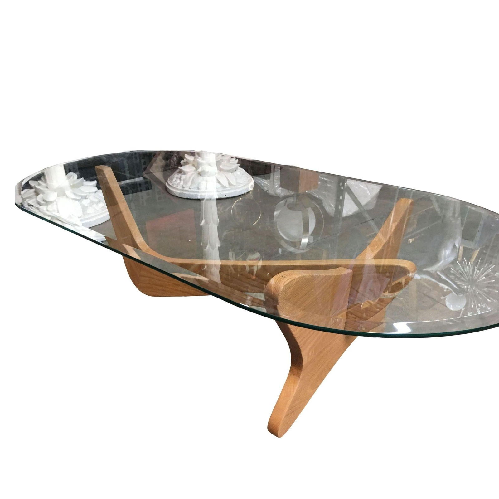 Mid-Century Modern Noguchi Style Oval Glass Coffee Table - 12