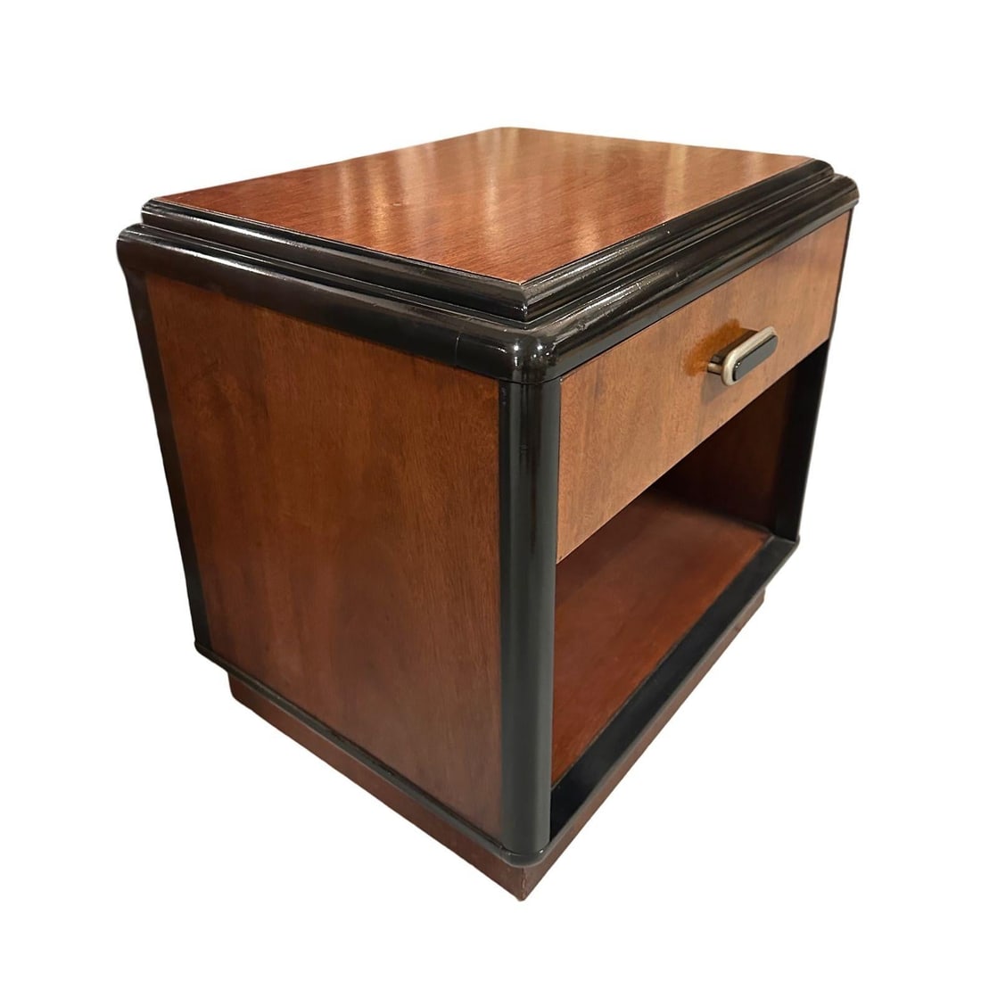 Pair of Two Toned Mid Century Modern Cherry Wood End Tables with Waterfall Edges - 4