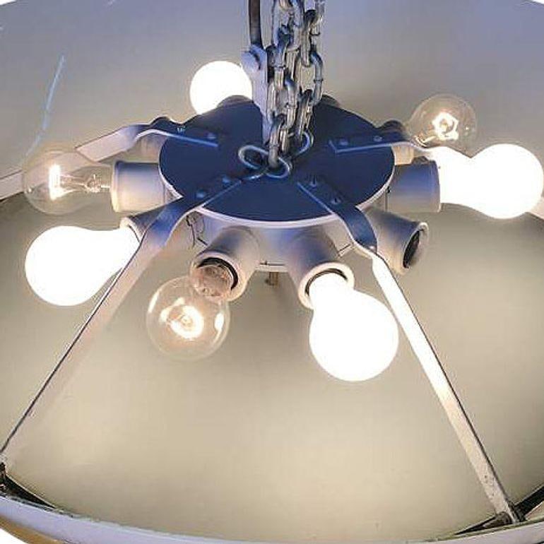 Modernist Tropical Etched Slat Glass Bowl Bronze Chandelier - 6