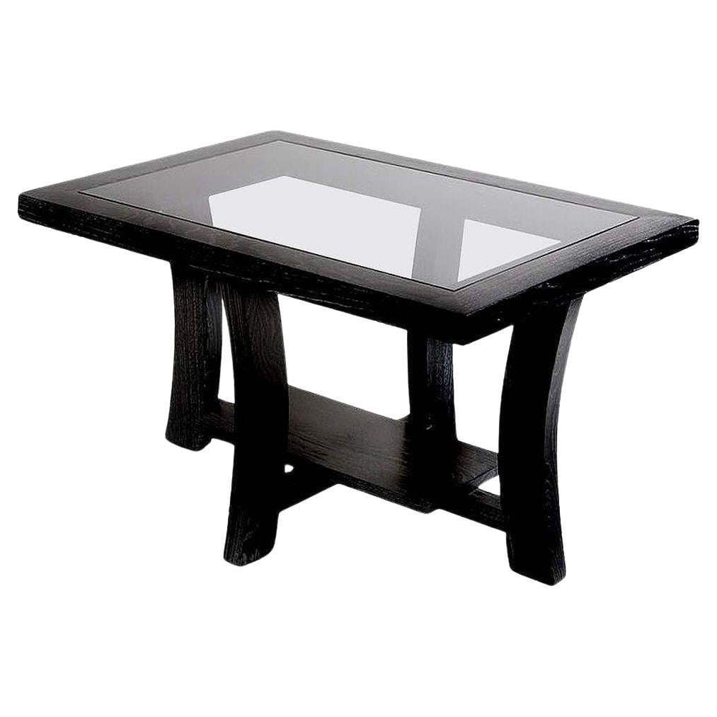 Paul Frankl Black Stepped Side Table for Brown Saltman: Title: Paul Frankl Black Stepped Side Table for Brown Saltman Description: This museum-quality table designed by Paul Frankl for Brown-Saltman represents a departure from Paul Frankl's previously