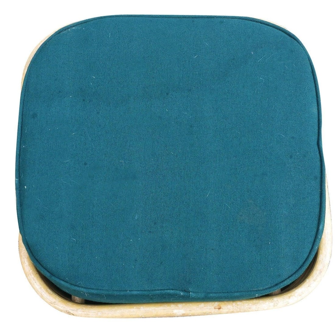 Restored Paul Frankl Style Six-Strand Square Pretzel Rattan Lounge Chair Ottoman - 6