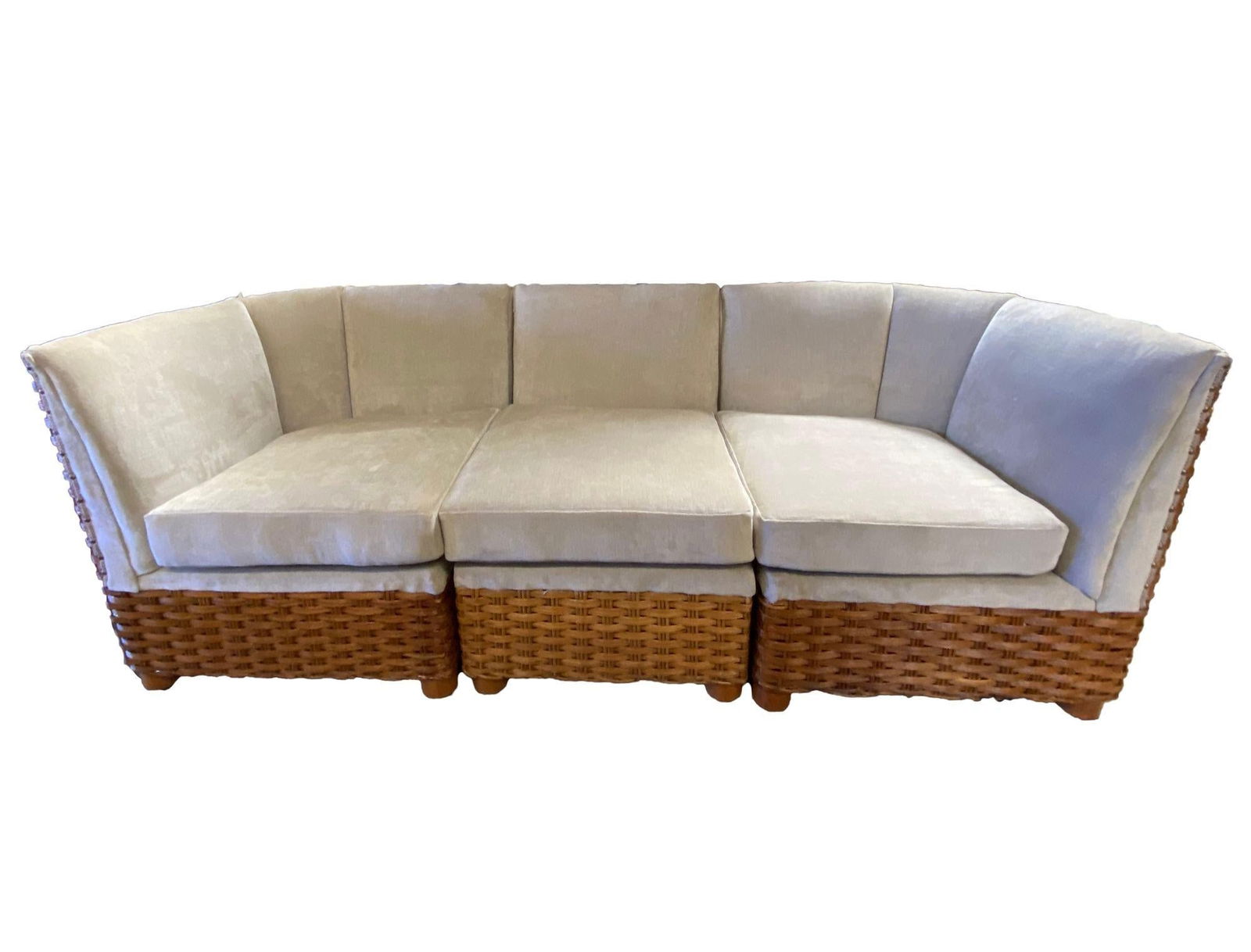 Restored Mid-Century Woven Wicker Sectional Sofa - 17