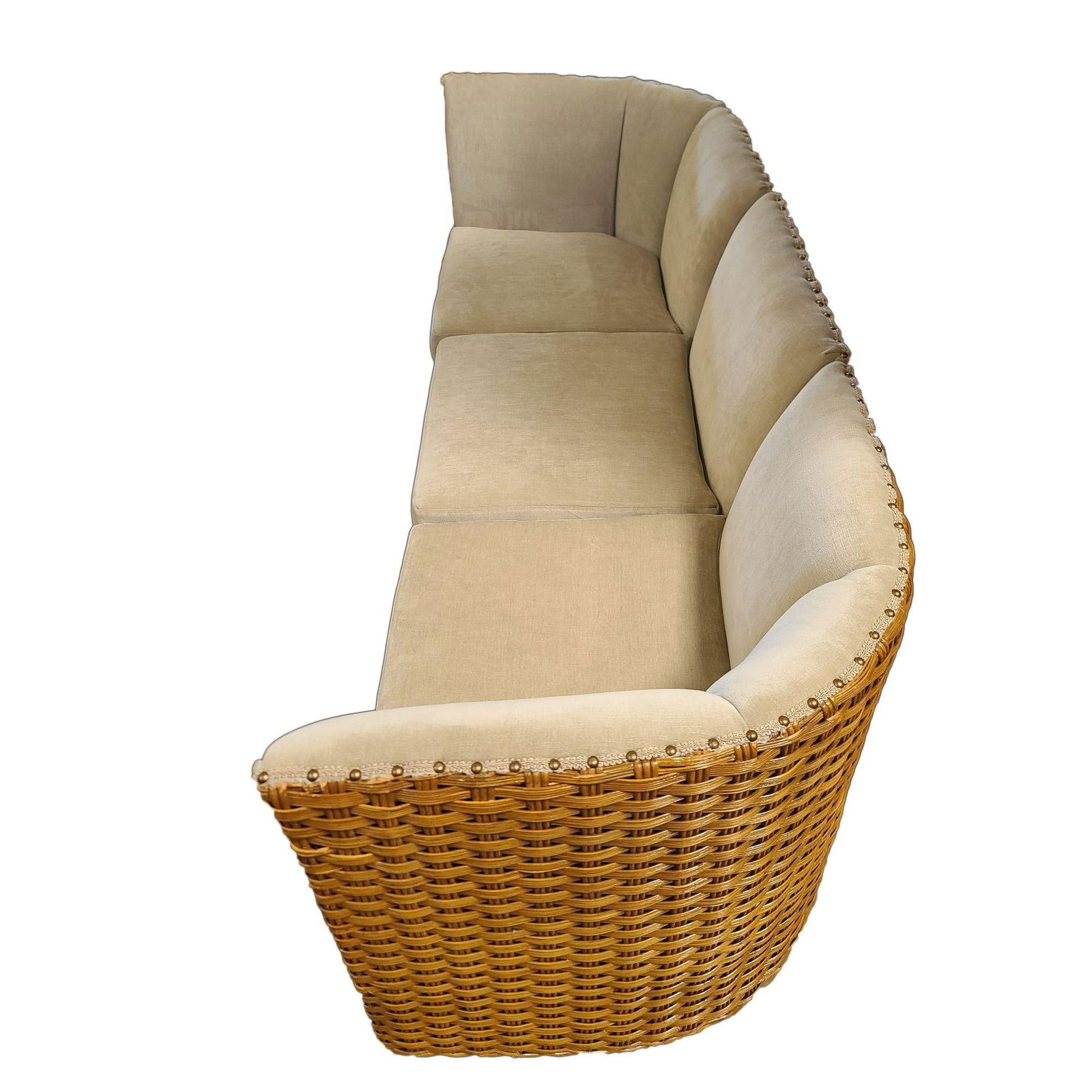 Restored Mid-Century Woven Wicker Sectional Sofa - 4