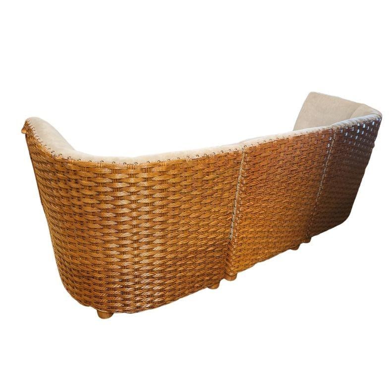 Restored Mid-Century Woven Wicker Sectional Sofa - 5