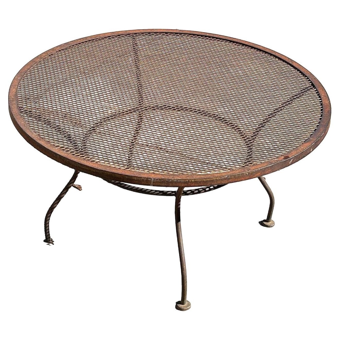 Mid-century Shabby Chic Wrought Iron Outdoor/ Patio Mesh Coffee Table by Woodard (1 of 18)