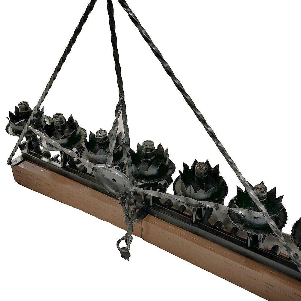 Spanish Revival Wrought Iron 7-Light Wood Beam Grand Wall Sconce, 2 Available - 17