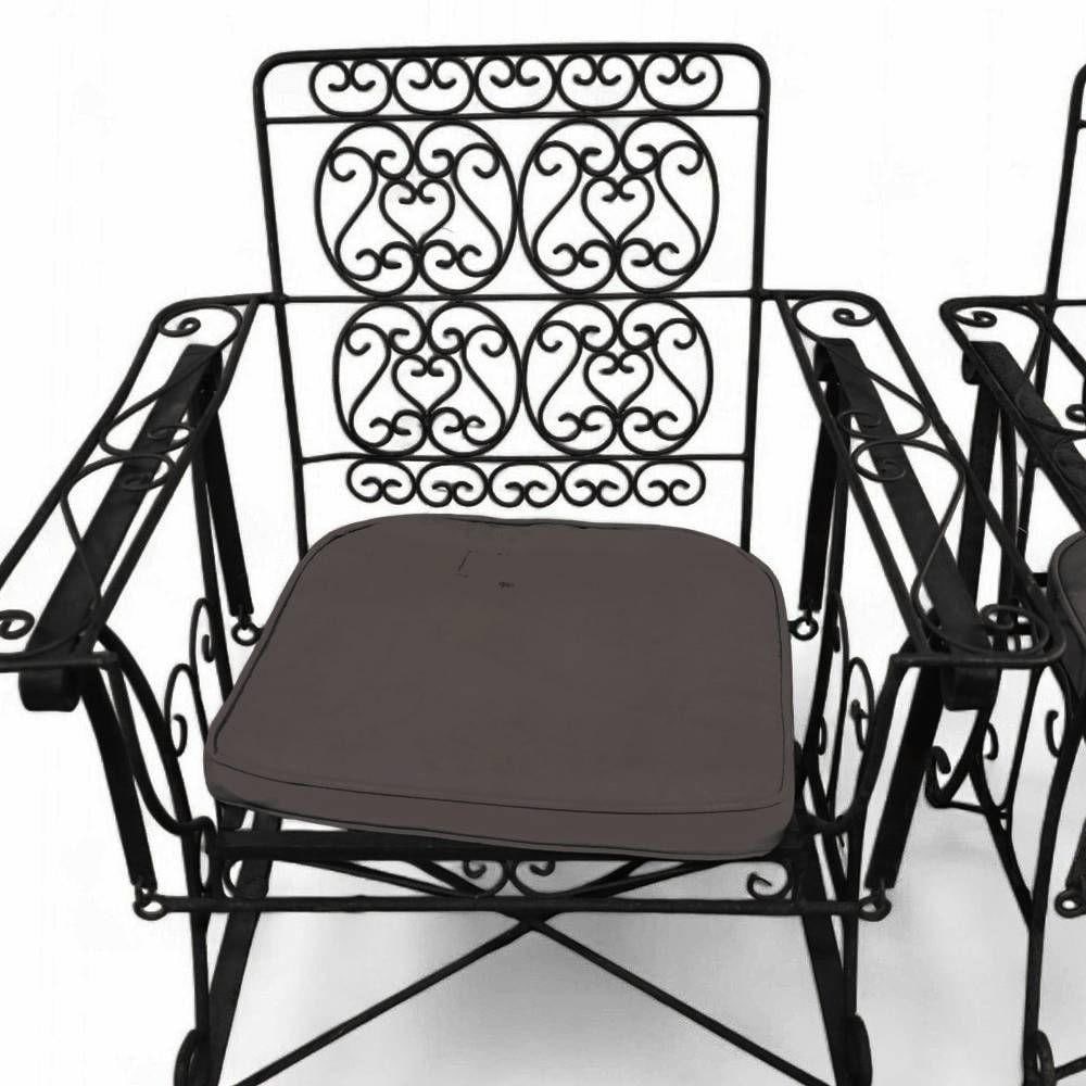 Wrought Iron Slider Rocking Chair & Settee Patio Outdoor Set w/ Scrolling Arms - 6