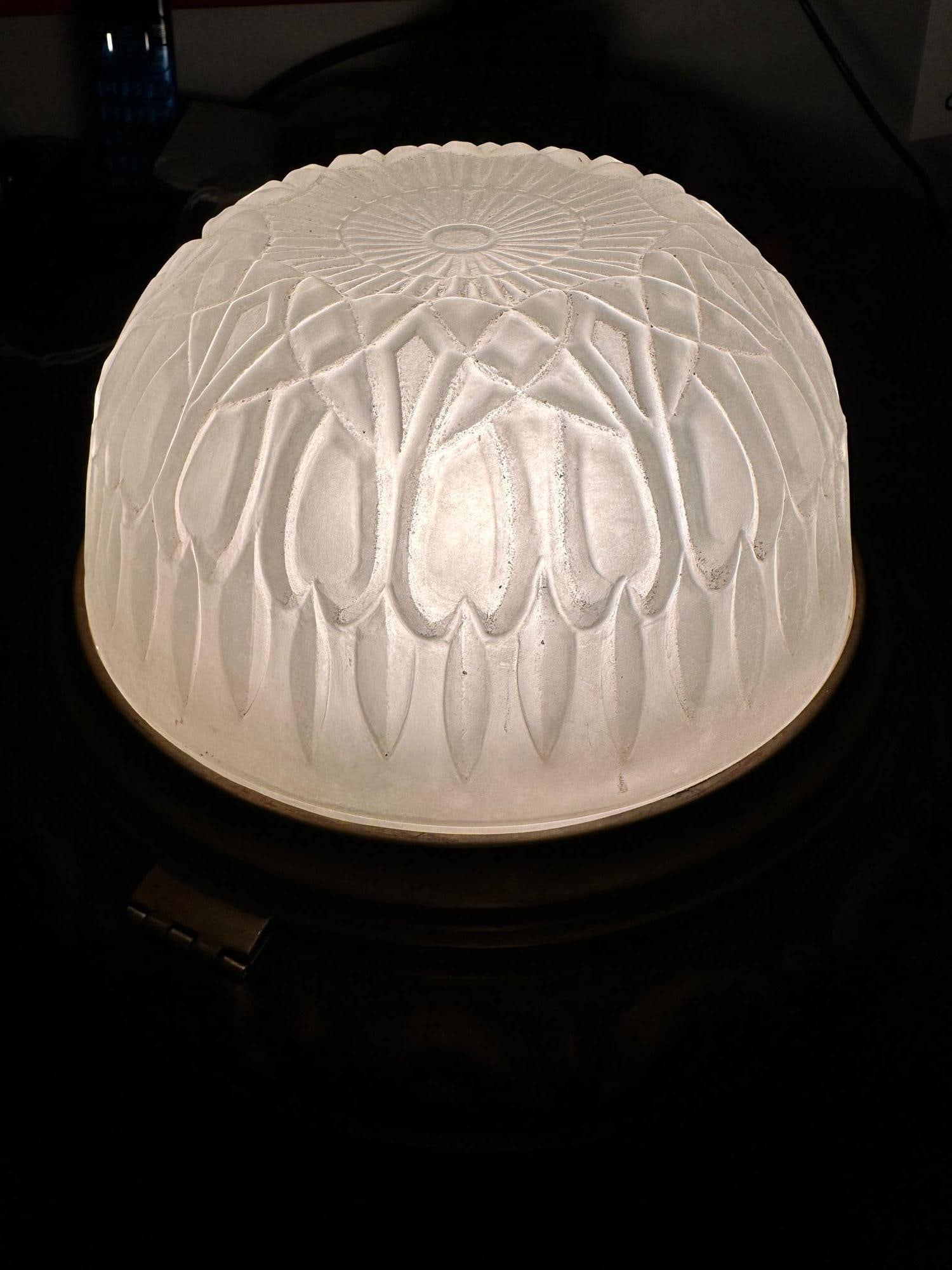 1940s Solid Bronze Dome Ceiling or Wall Light Fixture - 12