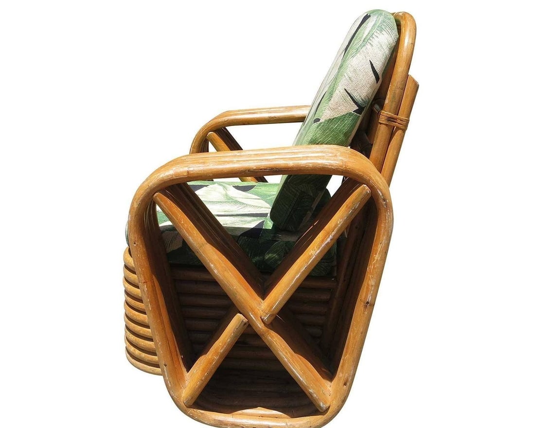 Restored Paul Frankl Square Pretzel Rattan Children's Lounge Chair - 5