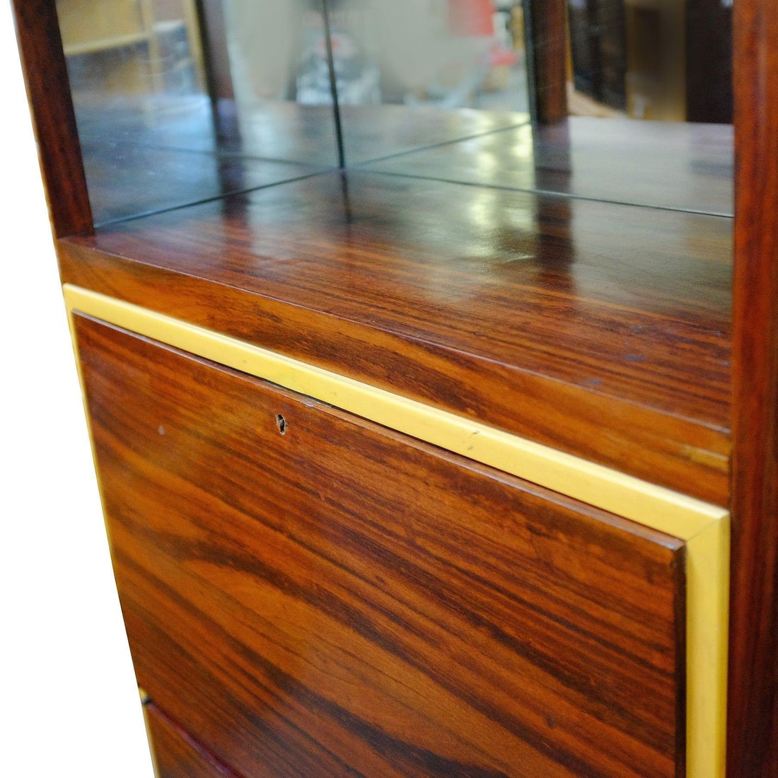 Art Deco Macassar Ebony Vitrine Cabinet with Bar and Secretary Desk - 19