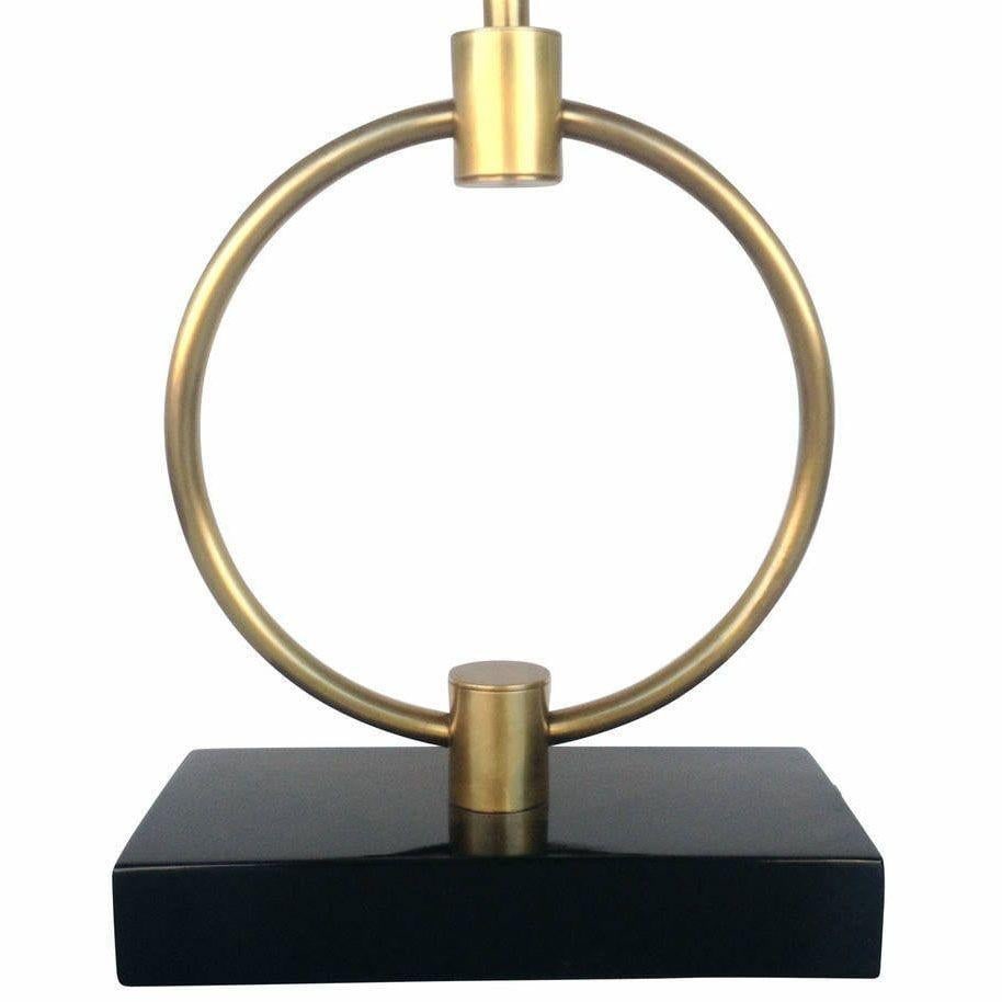 Mid-century Gilbert Rohde Style Brass Ring Table Lamp, Pair - 5