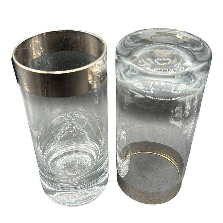 Set of 7 Barware HighBall Tumbler Glass w/ Silver Rim by Dorothy Thorpe - 11