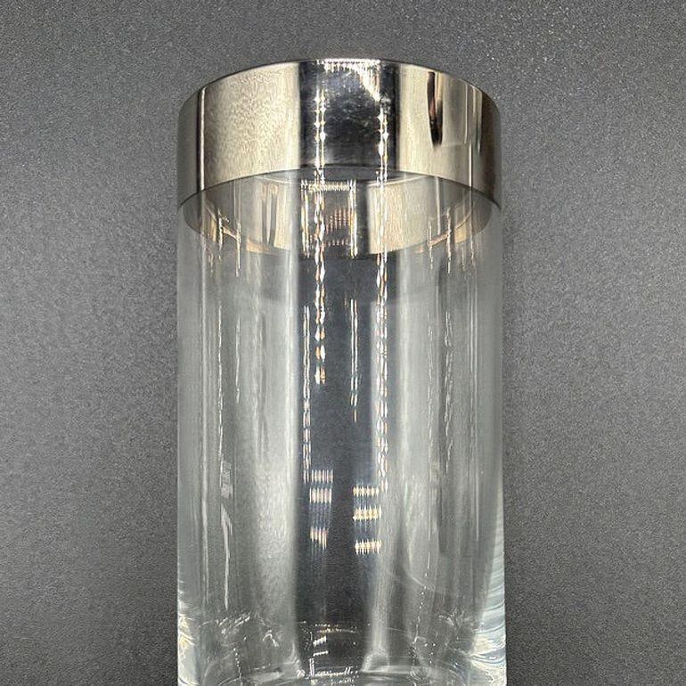 Set of 7 Barware HighBall Tumbler Glass w/ Silver Rim by Dorothy Thorpe - 16
