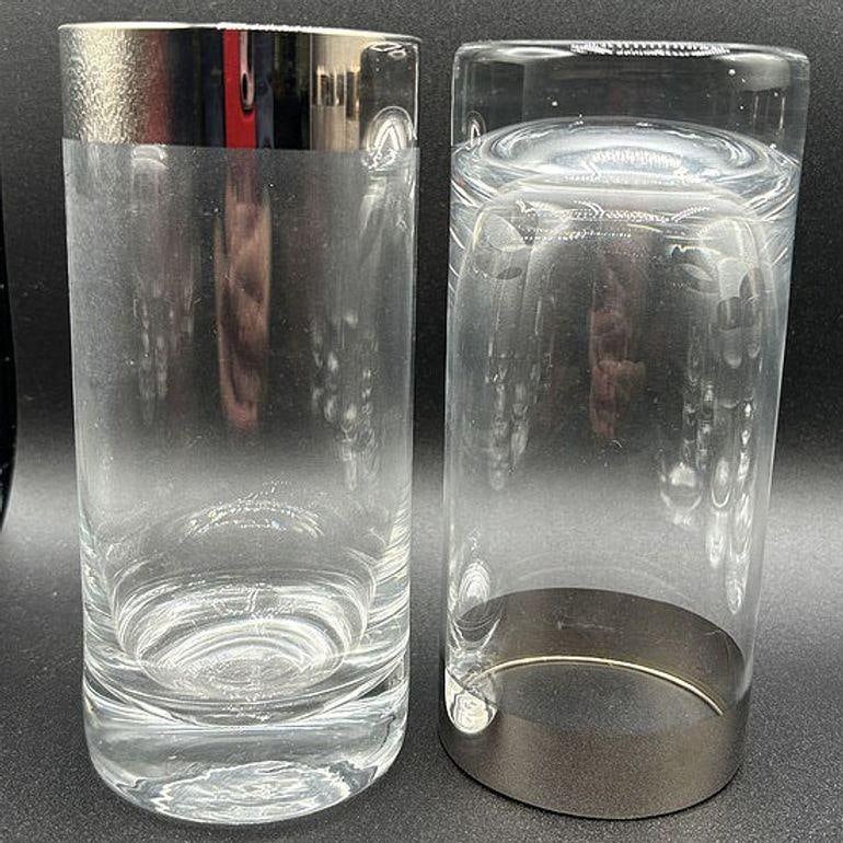 Set of 7 Barware HighBall Tumbler Glass w/ Silver Rim by Dorothy Thorpe - 4