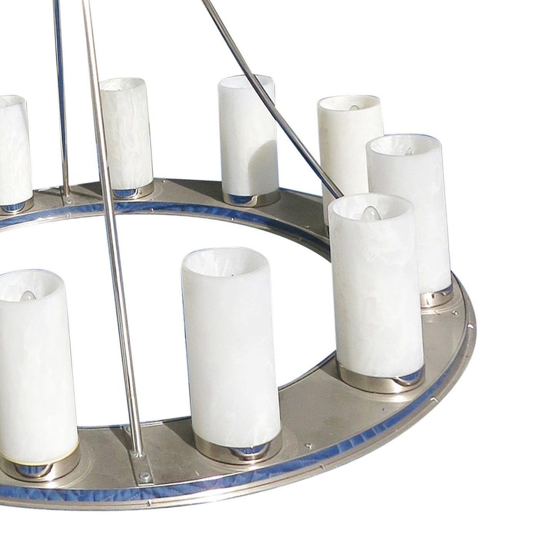 Large Modernist Twelve-Light Nickel Finished Chandelier - 5