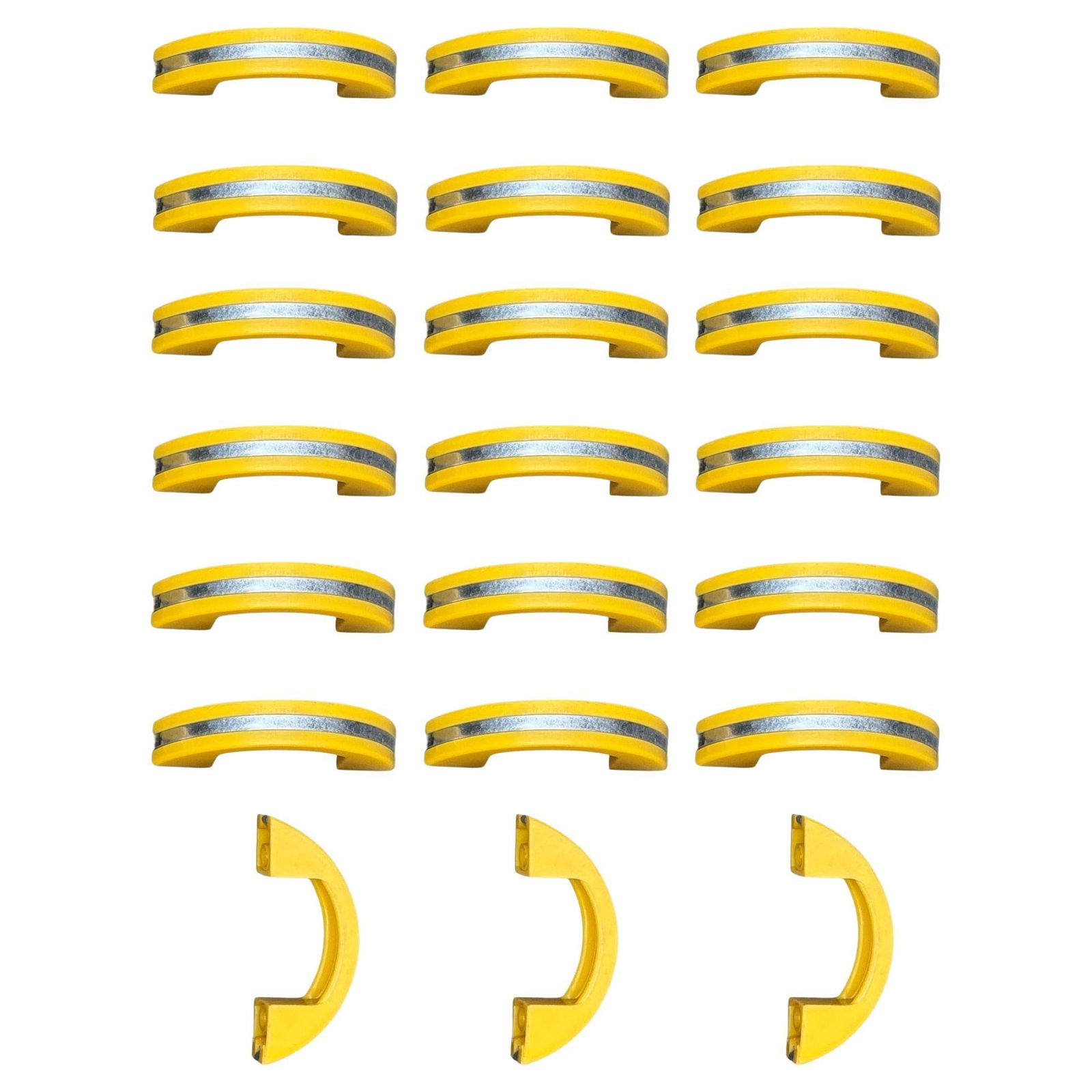 Unused Yellow Art Deco Bakelite Door/Drawer Pulls w/ Chrome Strip, Set of 21: Title: Unused Yellow Art Deco Bakelite Door/Drawer Pulls w/ Chrome Strip, Set of 21 Description: Unused yellow Art Deco bakelite door/drawer Pulls with center chrome strip, Set of 19. If you are