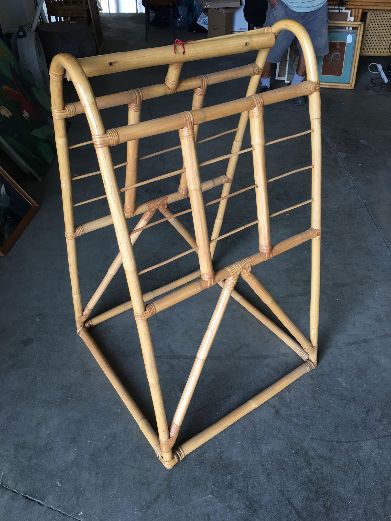 Restored Midcentury Rattan Arched Drying Rack - 10