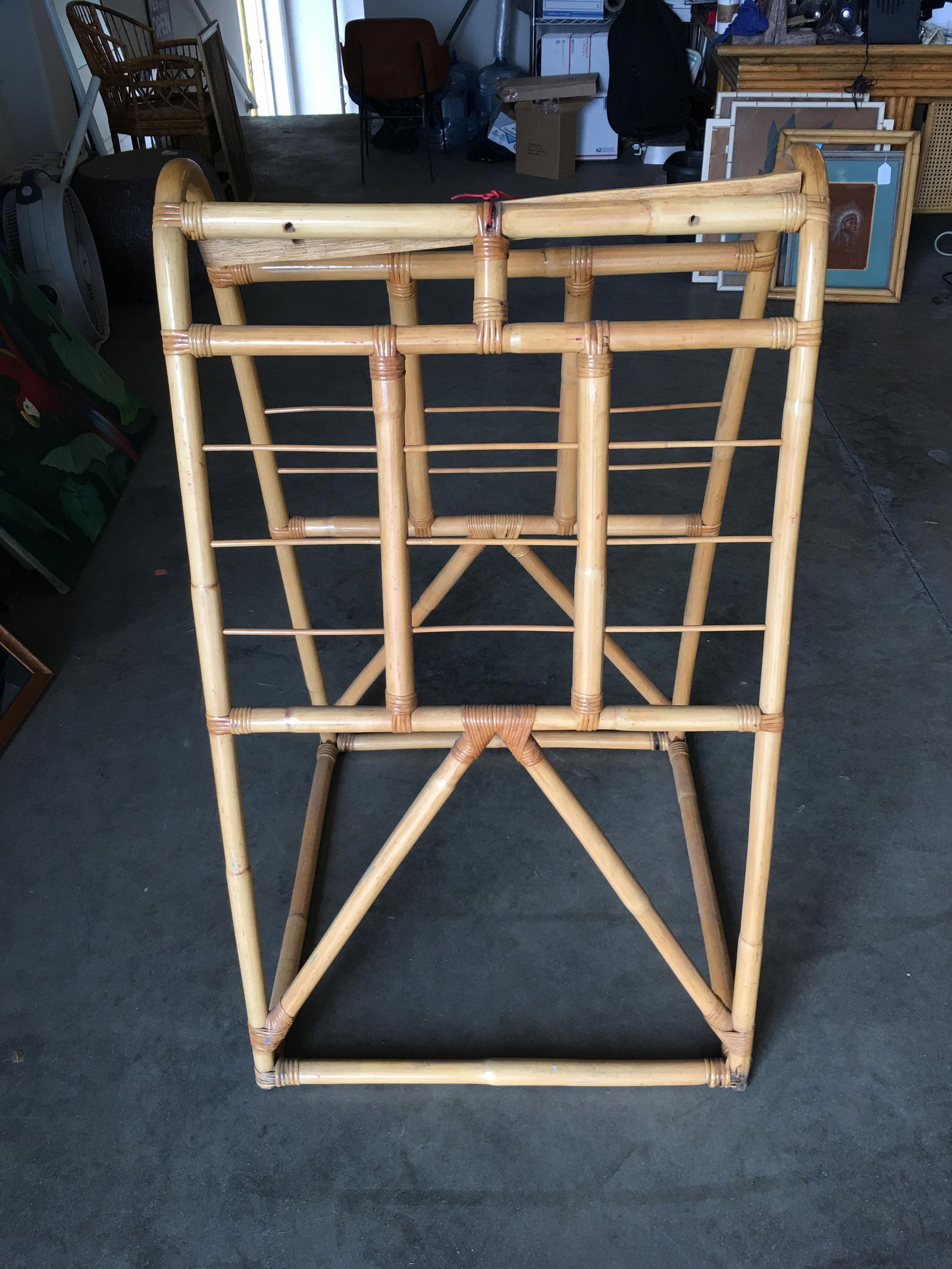 Restored Midcentury Rattan Arched Drying Rack - 18