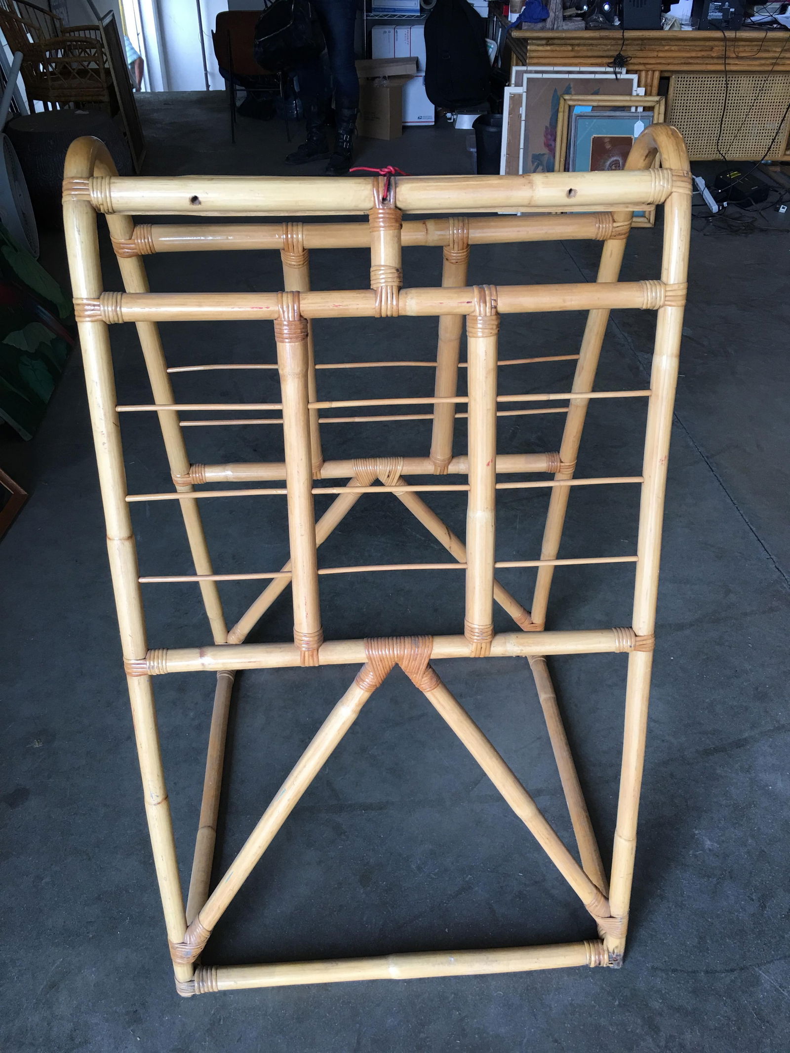 Restored Midcentury Rattan Arched Drying Rack - 20