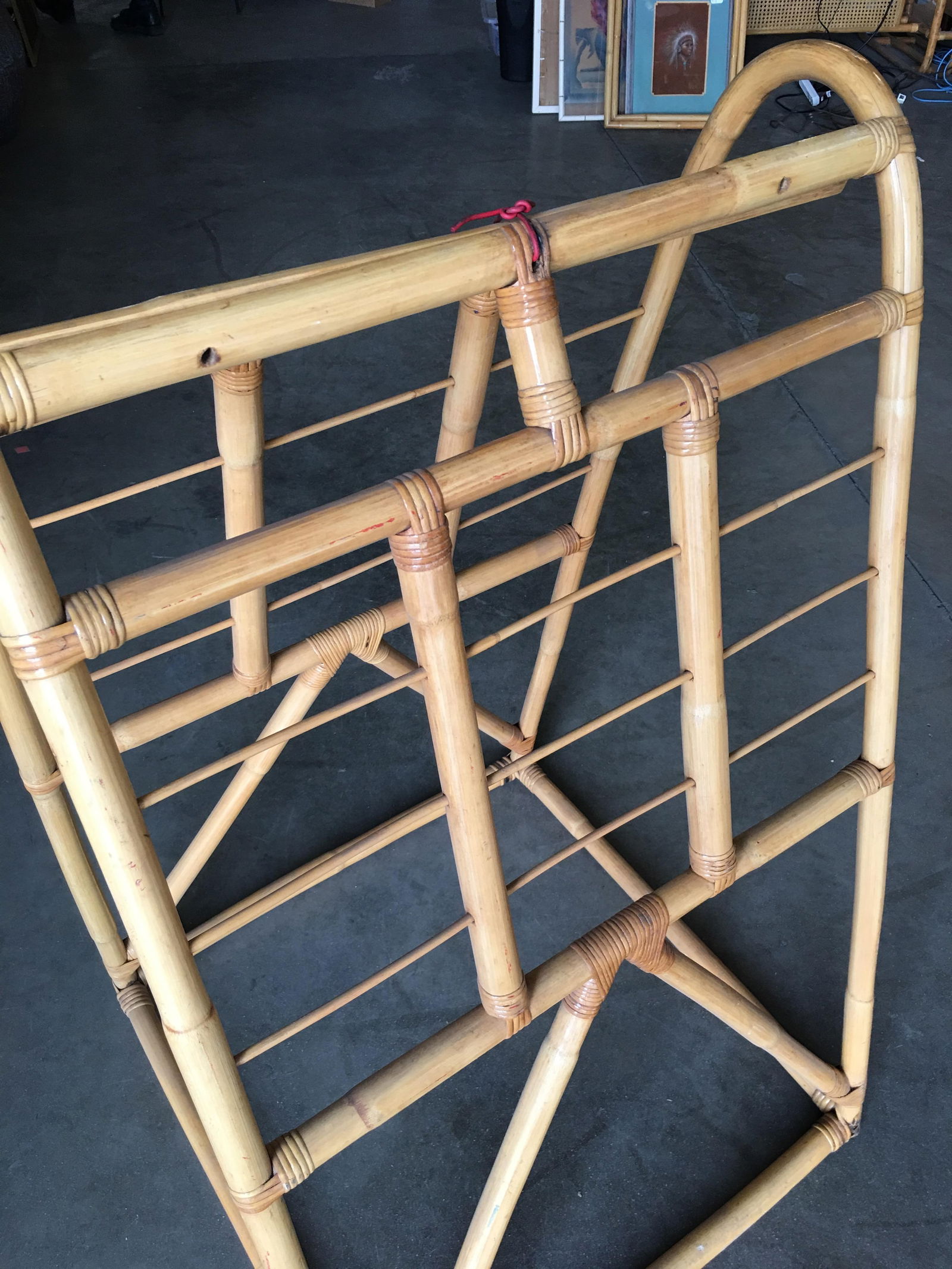 Restored Midcentury Rattan Arched Drying Rack - 4
