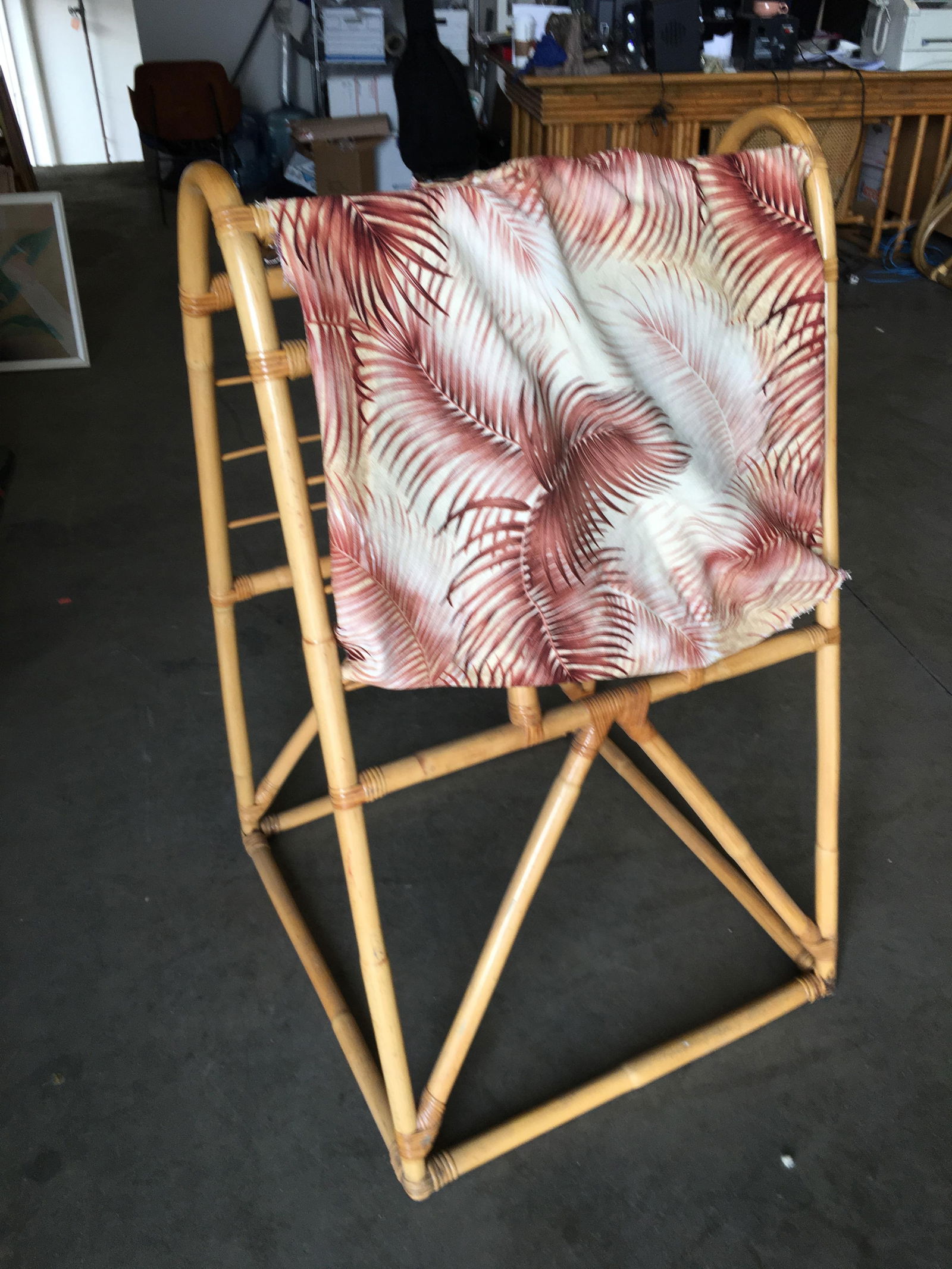 Restored Midcentury Rattan Arched Drying Rack - 6