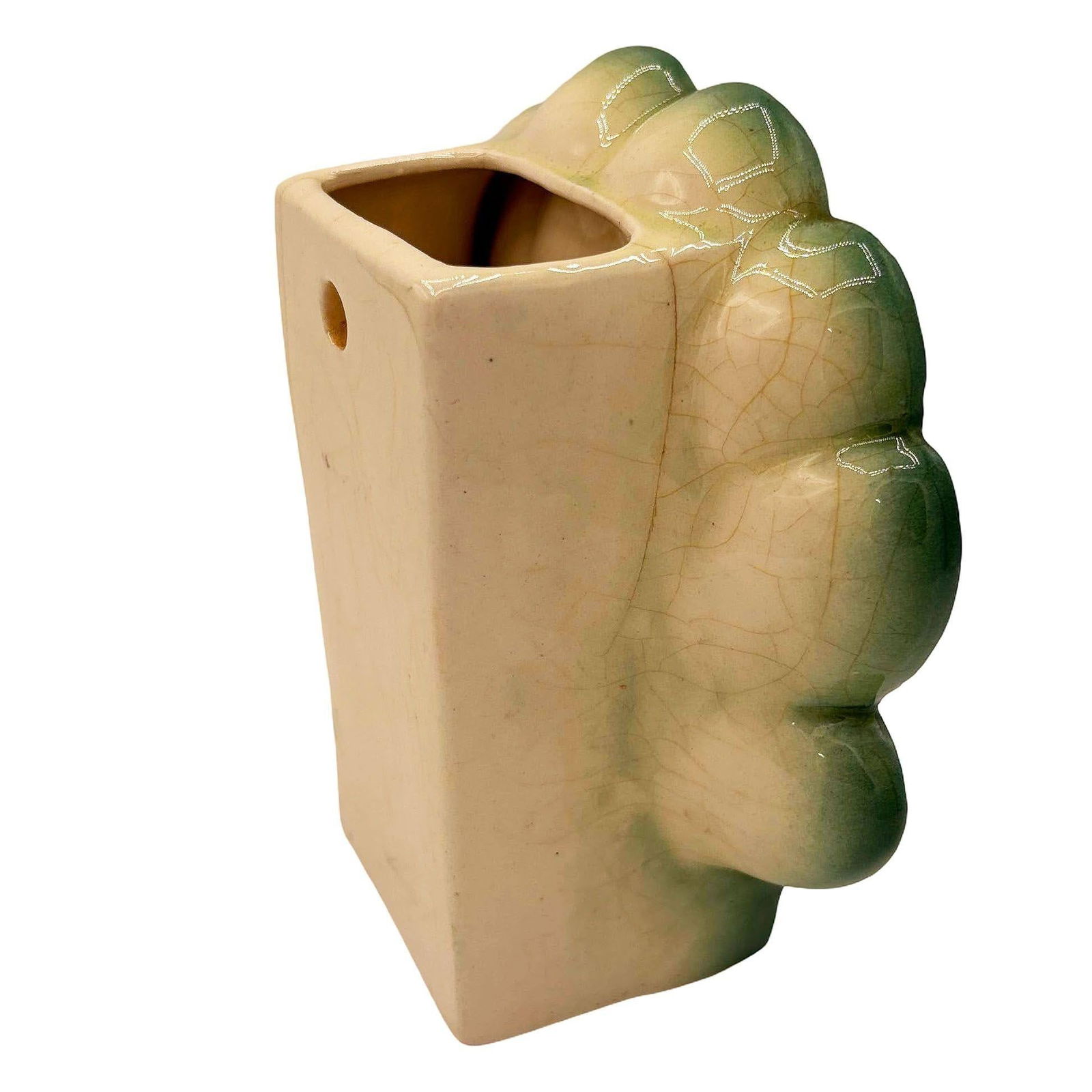 Rare Japanese Mid-century Tropical Calm Shell Flamingo Flower Wall Planter - 17