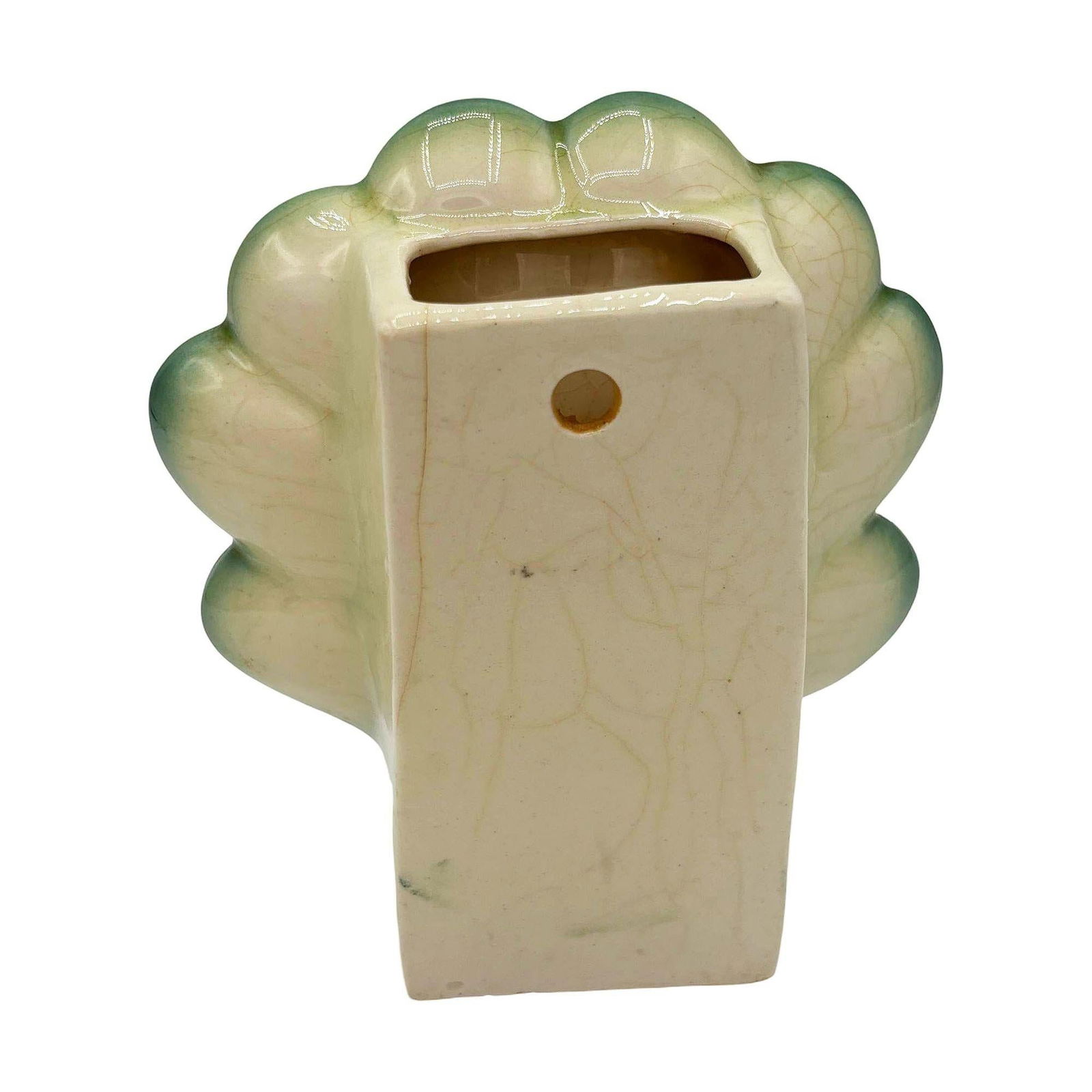 Rare Japanese Mid-century Tropical Calm Shell Flamingo Flower Wall Planter - 4