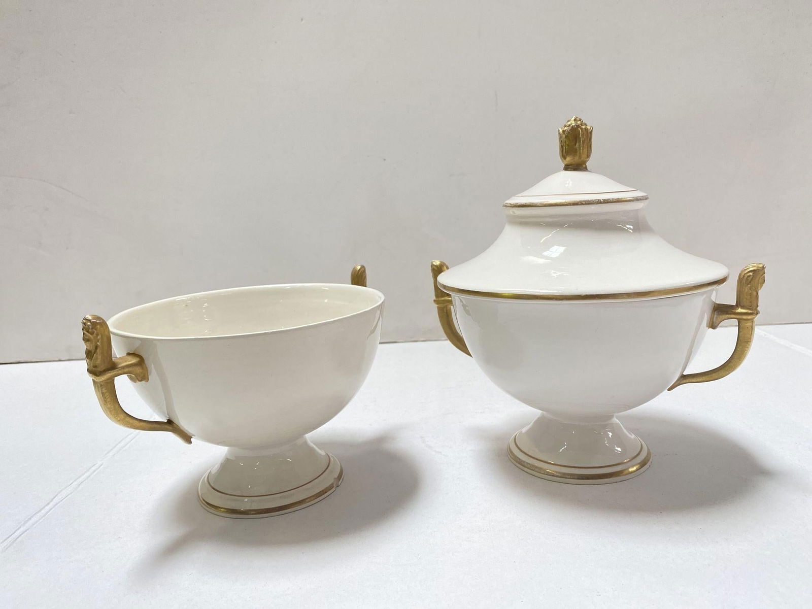 1910's Italian Ivory and Gold Sugar Holders/ Bowls with Lid - 9