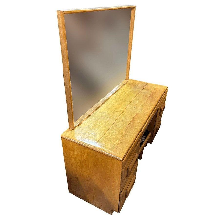 MCM Blond Maple Vanity/ Dressing Table w/ Bench by Russel Wright for Con - 8