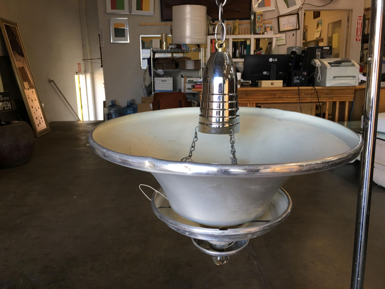 Spun Aluminum Art Deco Ceiling Pendant Lamp by Walter Von Nelson - 11