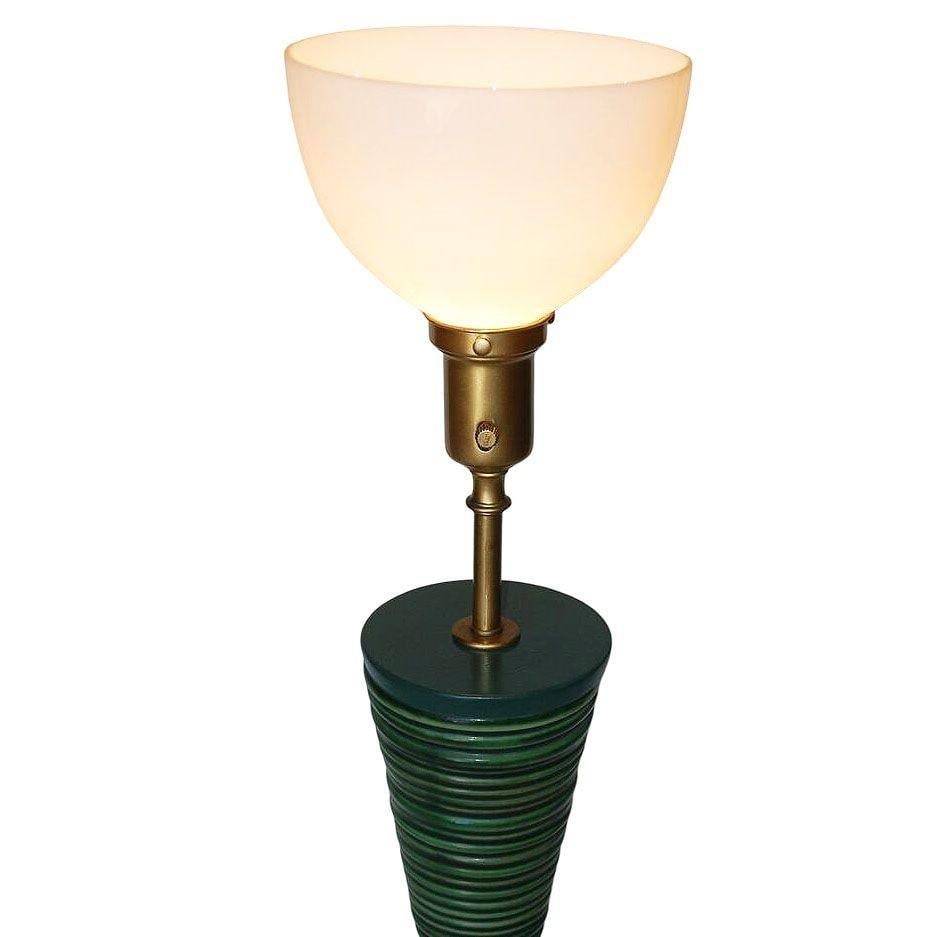 Mid-Century Ceramic Geometric Spiral Cone Table Lamp by Rembrandt, Pair - 12