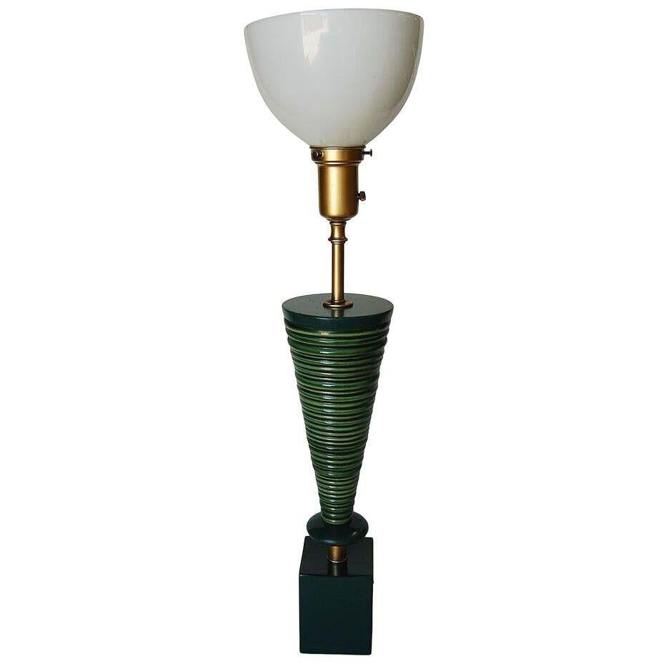 Mid-Century Ceramic Geometric Spiral Cone Table Lamp by Rembrandt, Pair - 17