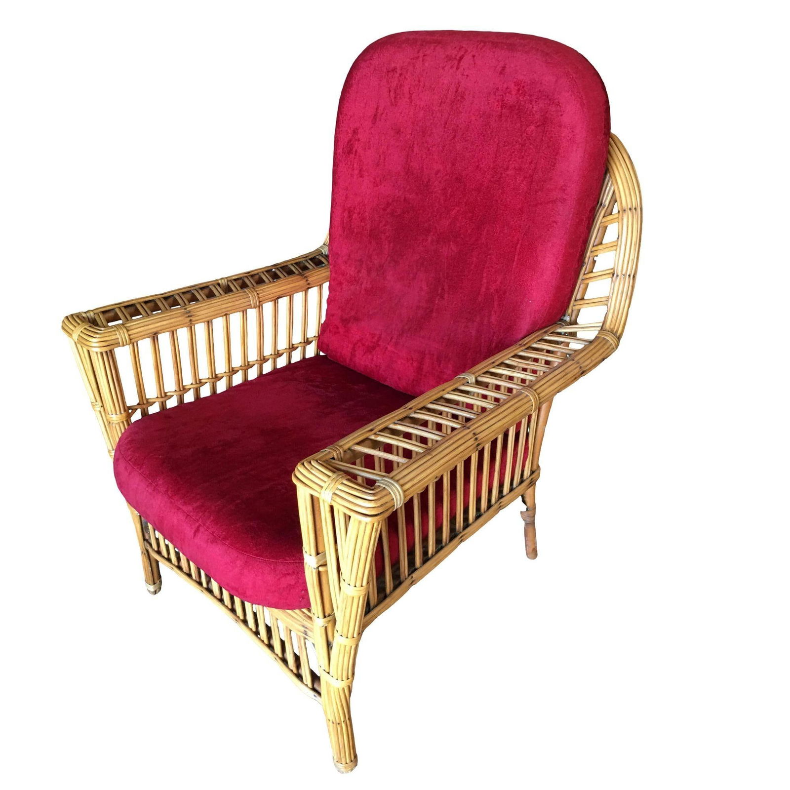 Restored "President's" Stick Reed Rattan Lounge Chair W/ Tapered Leg - 9