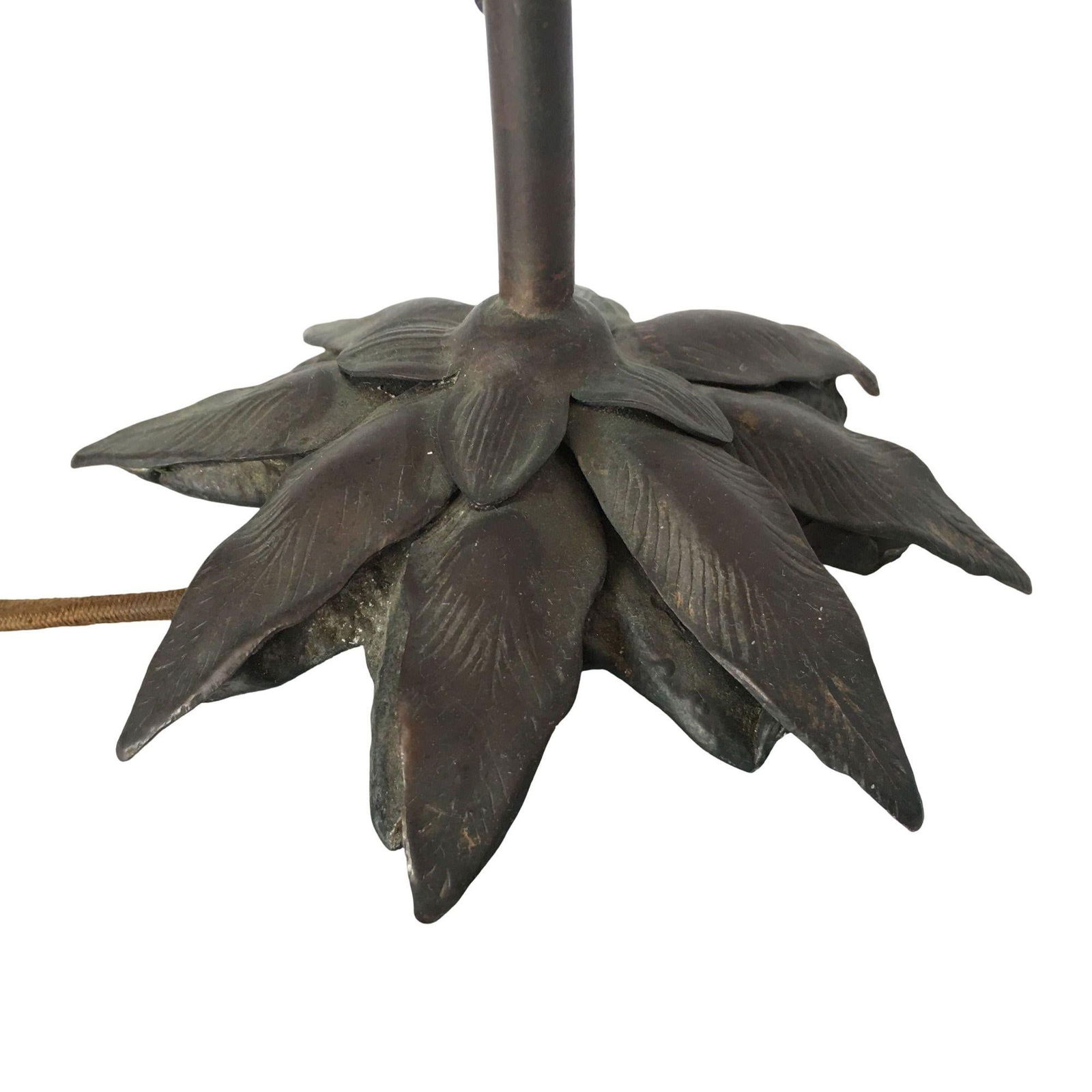 Art Nouveau Style Bronze Lilly Table Lamp W/ Bell Shade - 15