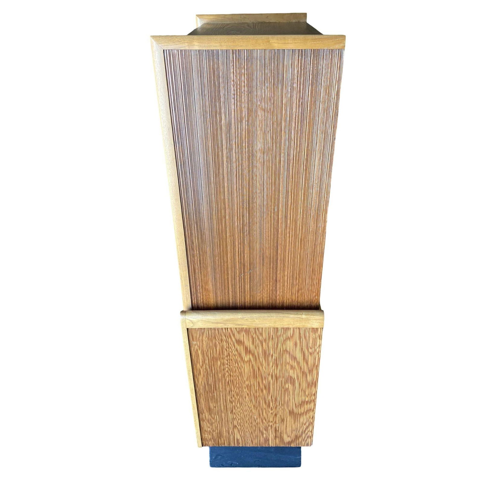 Restored Paul Frankl Combed Wood Sliding Glass Display Cabinet for Brown Saltman - 12